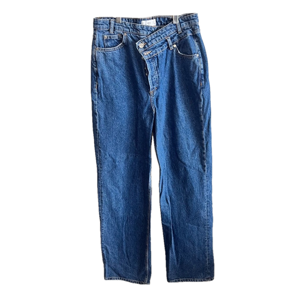 Mango Criss Cross High Rise Wide Leg Womens Denim 8